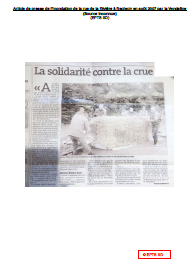 Article de presse de l’inondation de la rue de la Rivière à Rechezy en août 2007 par la Vendeline