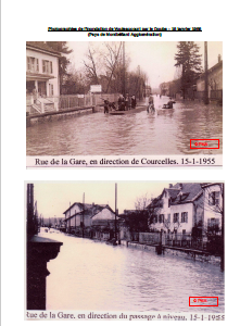 Photographies de l'inondation de Voujeaucourt par le Doubs – 15 janvier 1955