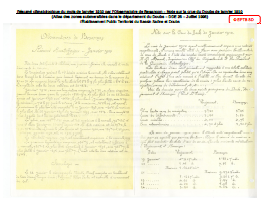 Résumé climatologique du mois de janvier 1910 par l’Observatoire de Besançon 
Note  sur la crue du Doubs de janvier 1910