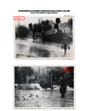 Photographies de l'inondation d'Hérimoncourt par le Gland – juin 1953