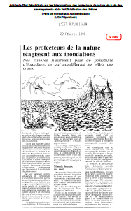 Article de l'Est Républicain sur les interrogations des protecteurs de nature vis-à-vis des aménagements et de l'artificialisation des rivières