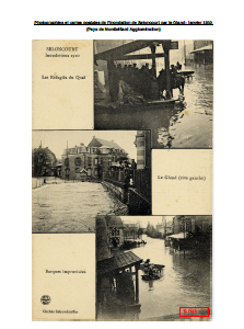 Photographies et cartes postales de l'inondation de Seloncourt par le Gland– janvier 1910