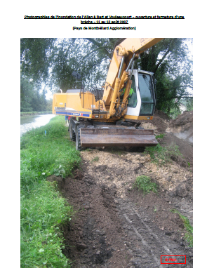 Photographies de l’inondation de l’Allan à Bart et Voujeaucourt – ouverture et fermeture d’une brèche – 11 au 13 août 2007
