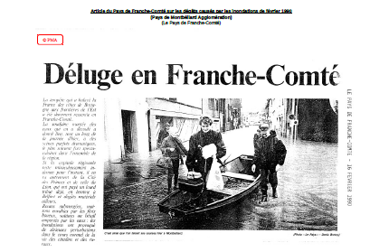 Article du Pays de Franche-Comté sur les dégâts causés par les inondations de février 1990