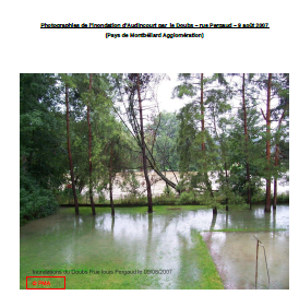 Photographies de l’inondation d’Audincourt par le Doubs – rue Pergaud – 9 août 2007