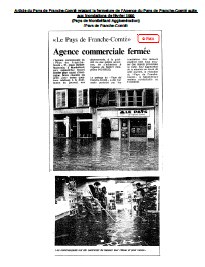 Article du Pays de Franche-Comté relatant la fermeture de l'Agence du Pays de Franche-Comté suite aux inondations de février 1990
