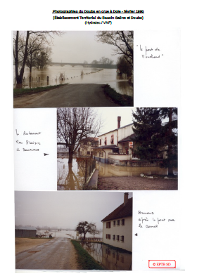 Photographies du Doubs en crue à Dole - février 1990