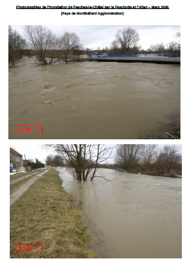 Photographies de l’inondation de Fesches-le-Châtel par la Feschotte et l’Allan – Mars 2006