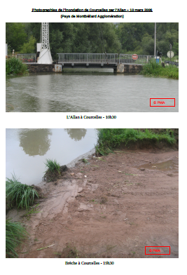 Photographies de l’inondation de Courcelles par l’Allan – 10 mars 2006