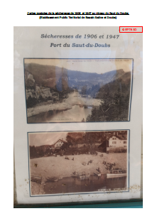 Cartes postales de la sécheresse de 1906 et 1947 au niveau du Saut du Doubs