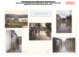 Photographies des crues de 1983 et 1991 sur le bassin de la Loue