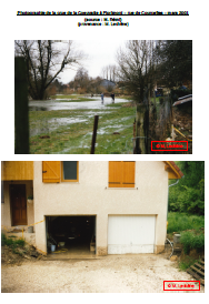 Photographie de la crue de la Coeuvatte à Florimont – rue de Courcelles – mars 2001