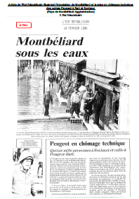 Article de l'Est Républicain illustrant l'inondation de Montbéliard et la mise en chômage technique des usines Peugeot à Bart et Sochaux