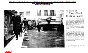 Article du Pays de Franche-Comté sur la rapidité de la montée des eaux dans la nuit du 15 au 16 février 1990 à Montbéliard