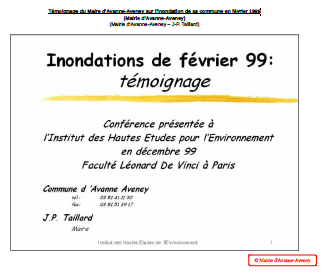 Témoignage du Maire d'Avanne-Aveney sur l'inondation de sa commune en février 1999