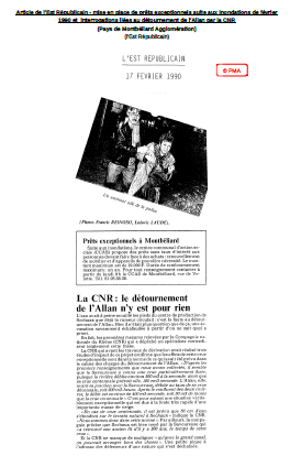 Article de l'Est Républicain - mise en place de prêts exceptionnels suite aux inondations de février 1990 et interrogations liées au détournement de l'Allan par la CNR