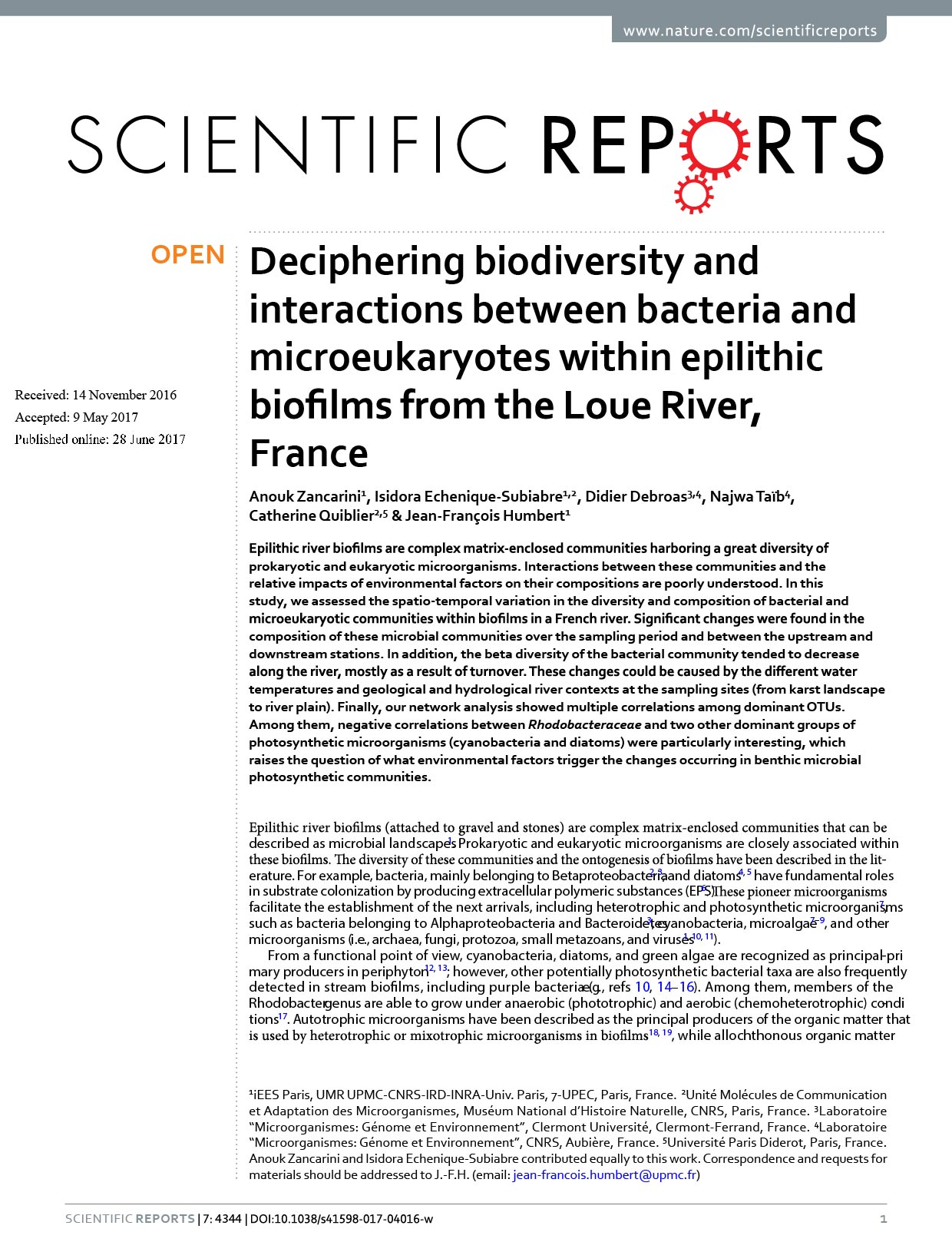 Revue Nature Scientific Report