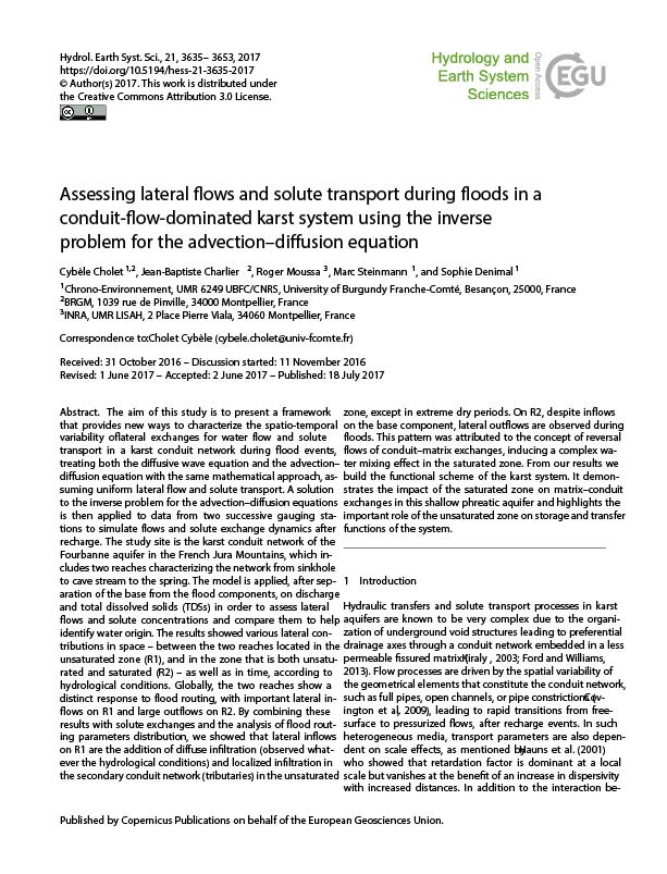 Publié dans Hydrol. Earth Syst. Sci., 21, 3635–3653, 2017