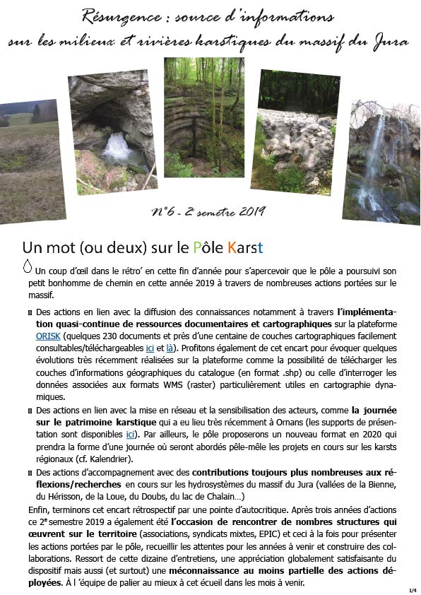 Newsletter du Pôle Karst