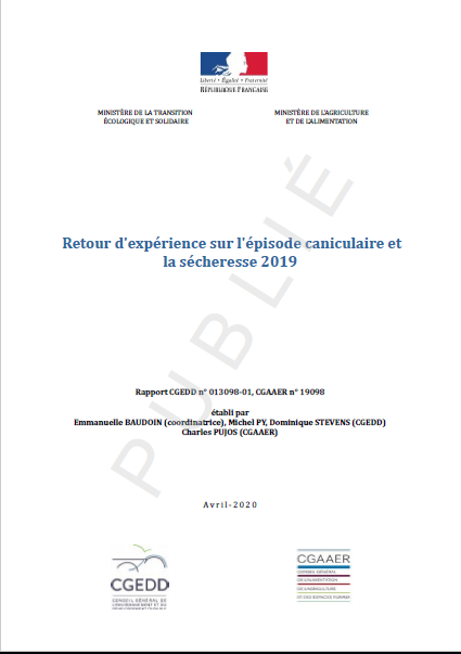 Retour d'expérience sur l'épisode caniculaire et la sécheresse 2019, rapport CGEDD n°013098-01 d'avril 2020