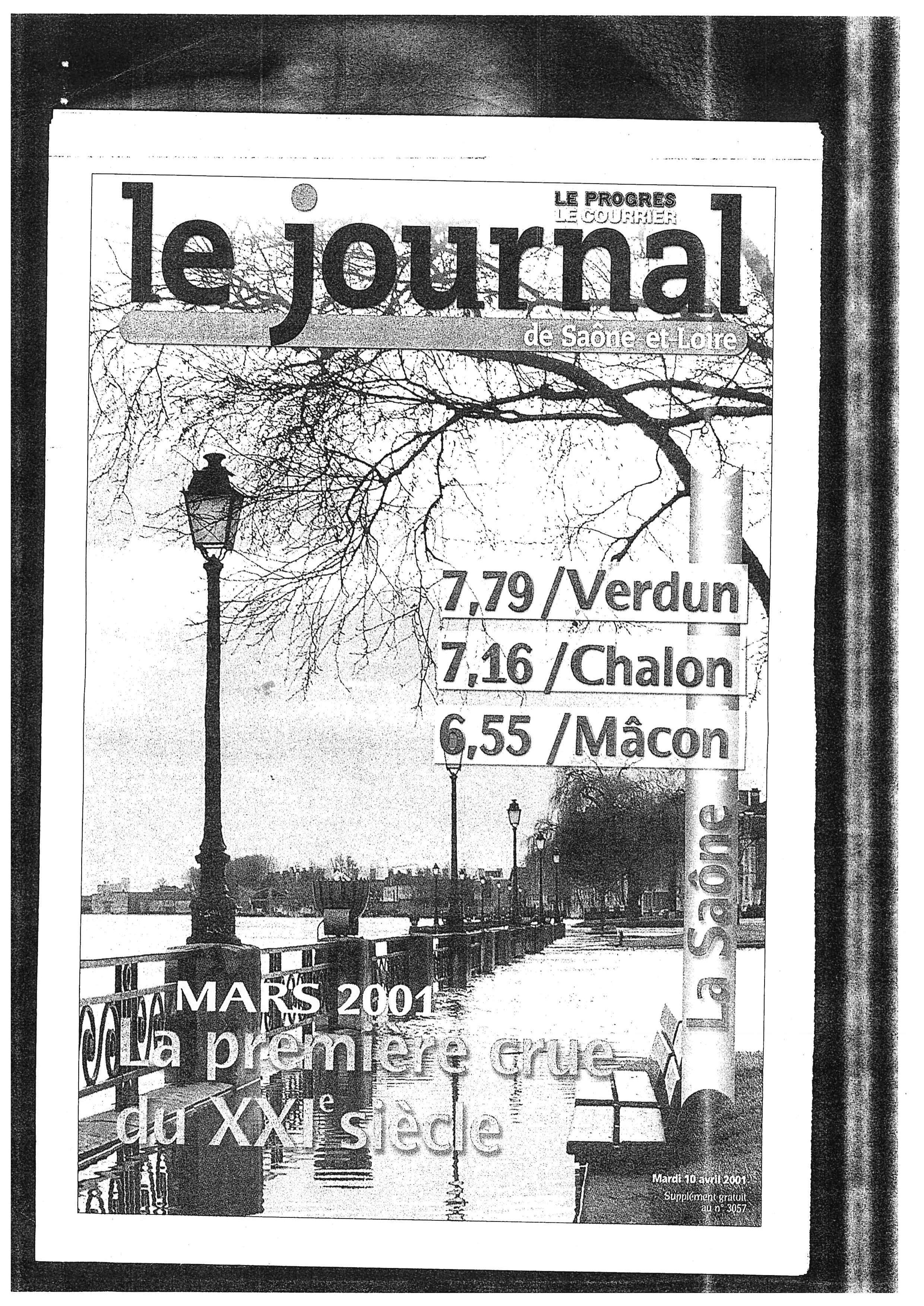 En mars 2001, la Saône a connu une crue exceptionnelle. Le Journal de Saône et Loire a publié des articles et des photos de cette crue en Saône-et-Loire.