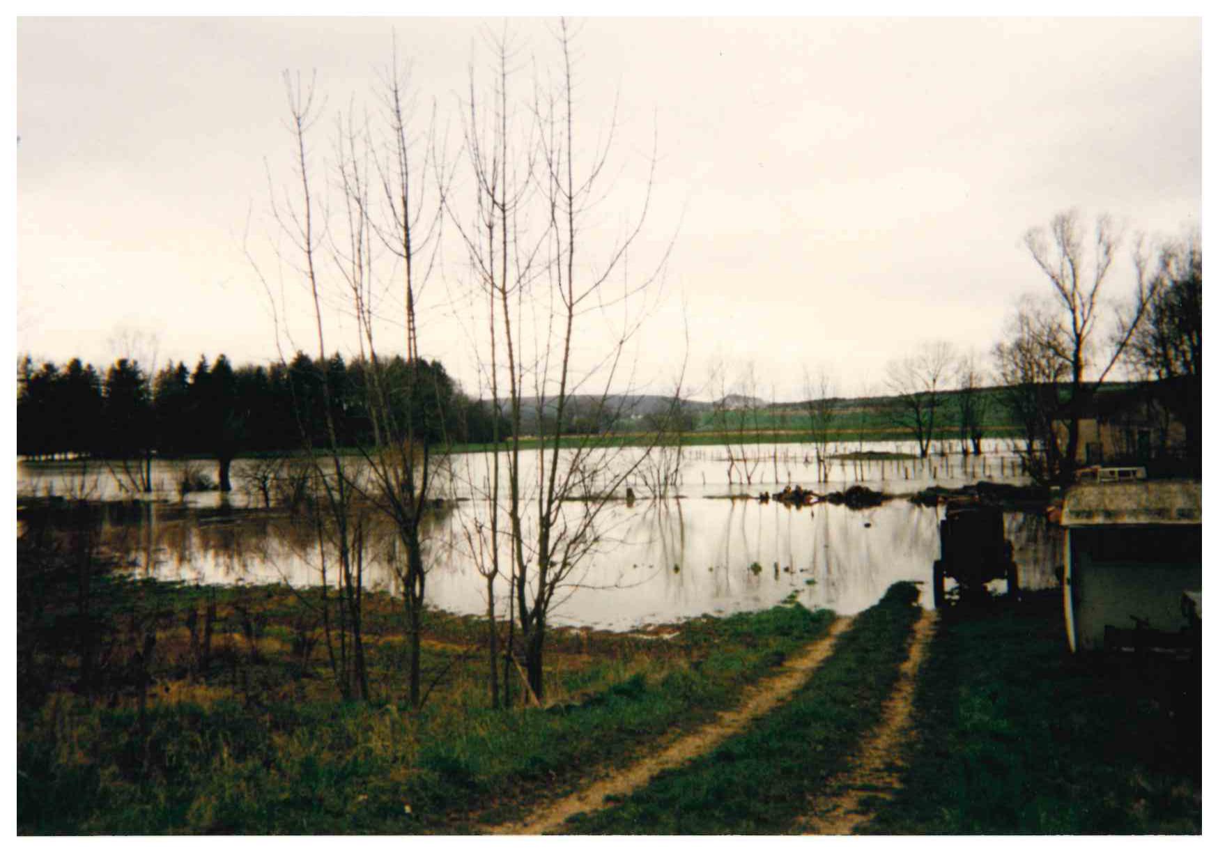 Crue de l'Ignon en mars 2001 à Is sur Tille, à l'ouest sur D6, en Côte d'Or