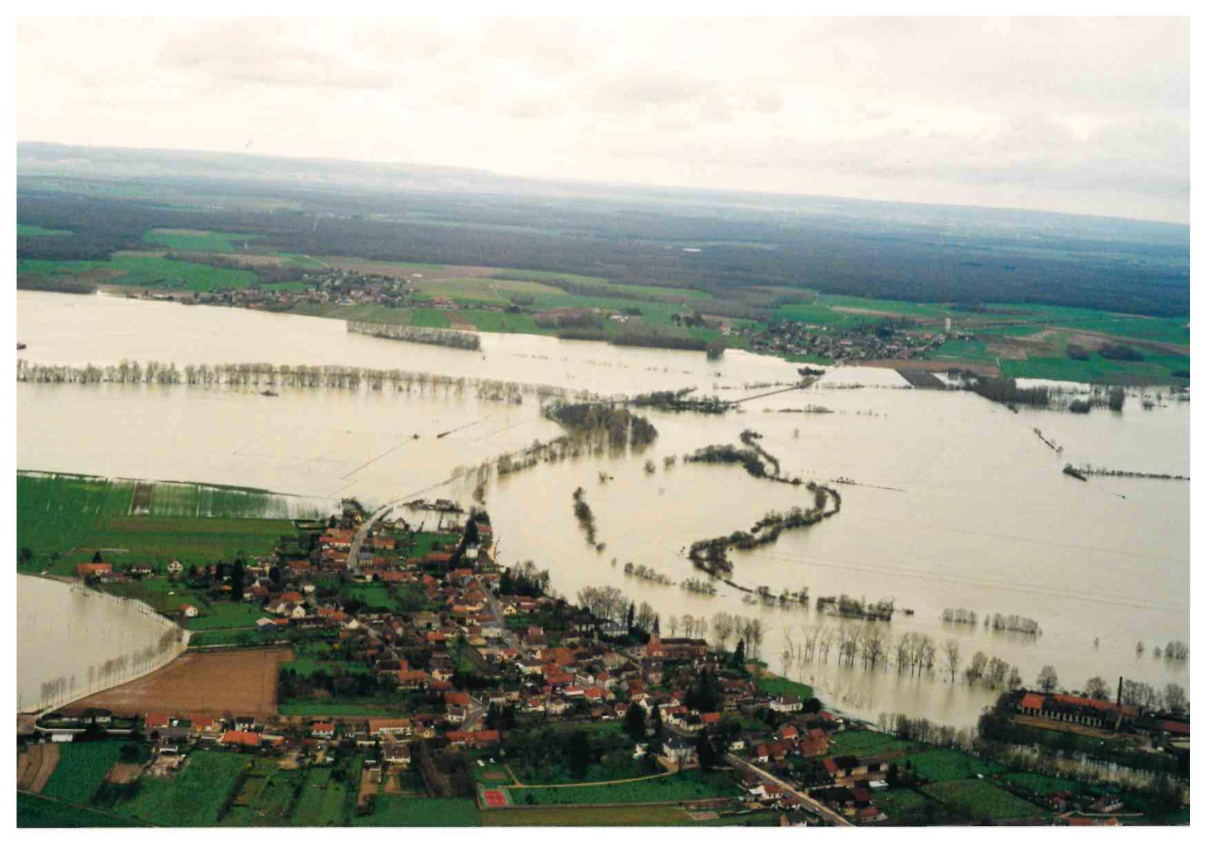 Crue de la Saône en mars 2001 à Pagny la Ville en Côte d'Or