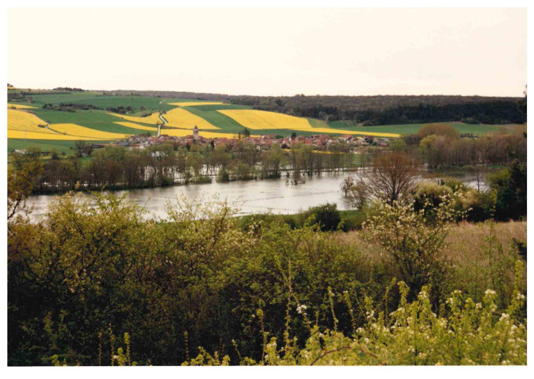 Crue de la Seine en avril 1998 à Charrey sur Seine en Côte d'Or