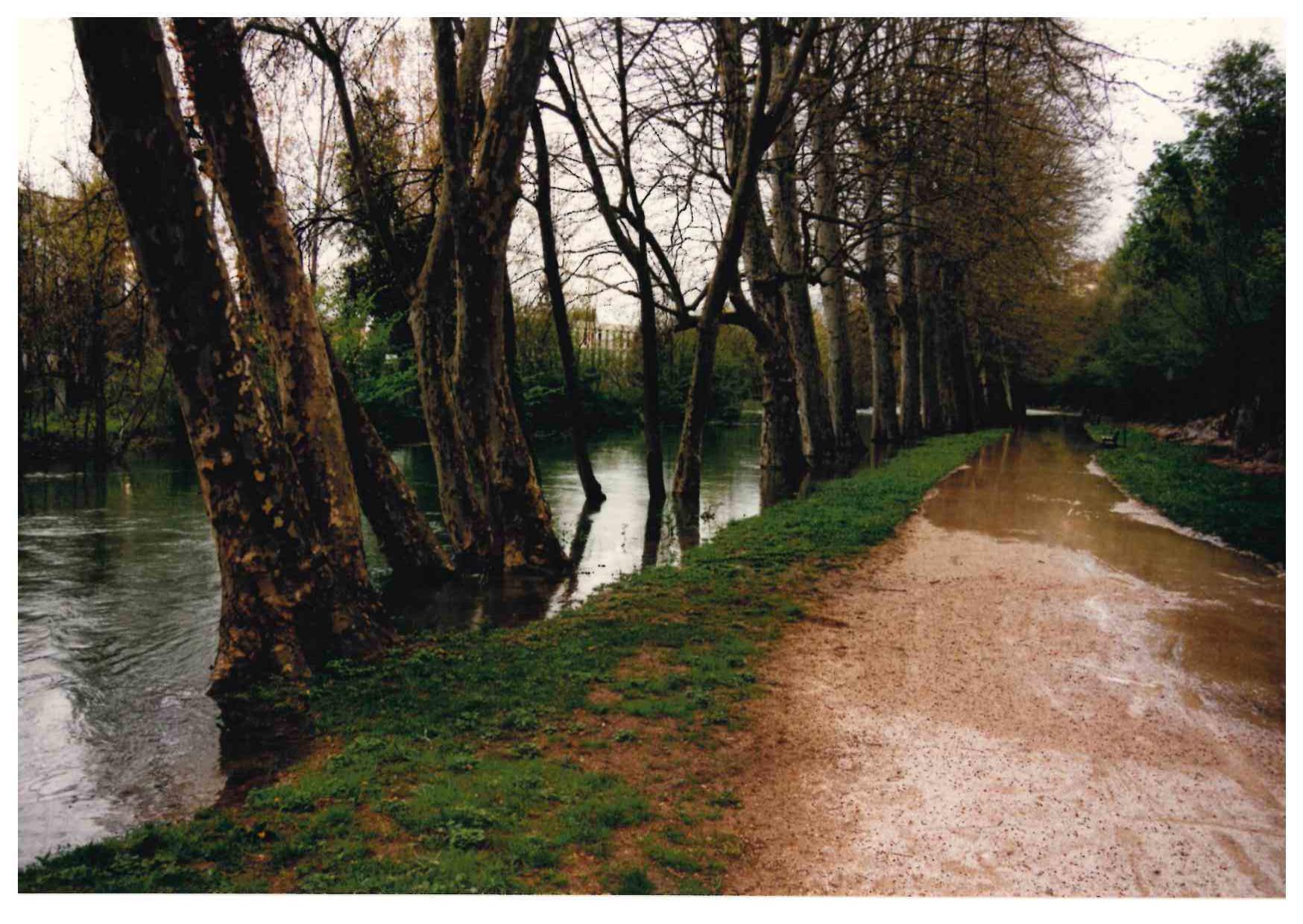 Crue de la Seine en avril 1998 à Châtillon sur Seine en Côte d'Or 