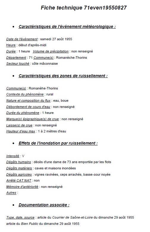 Ruissellement du 27 août 1955 d’intensité 5