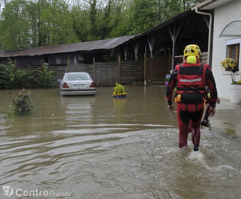 Crue de la Vrille, en mai 2015, à Neuvy sur Loire, dans la Nièvre