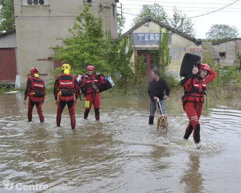 Crue de la Vrille, en mai 2015, à Neuvy sur Loire, dans la Nièvre