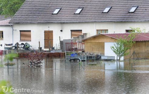 Crue de la Vrille, en mai 2015, à Neuvy sur Loire, dans la Nièvre