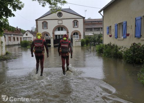 Crue de la Vrille, en mai 2015, à Neuvy sur Loire, dans la Nièvre