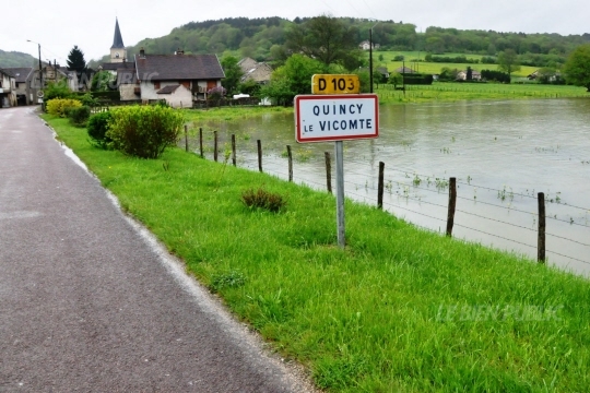 Crue de l'Armançon, en mai 2015, à Quincy le Vicomte, en Côte d'Or