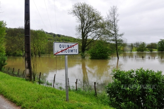 Crue de l'Armançon, en mai 2015, à Quincy le Vicomte, en Côte d'Or