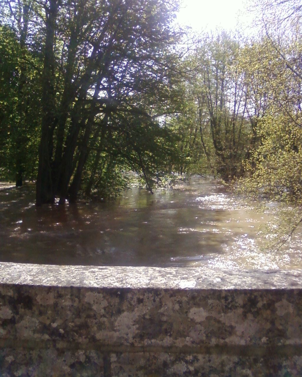 Crue du Serein, en mai 2013, à Dissangis, pont près de la route d'Amorant (RD 86) en direction de Civry sur Serein, dans l'Yonne