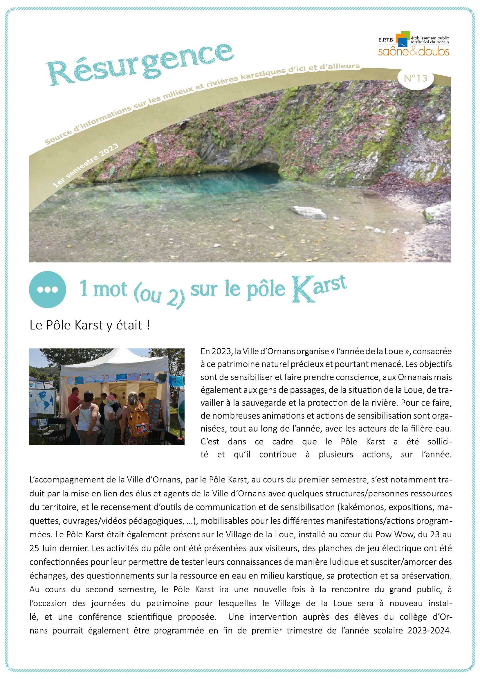 La newsletter du Pôle Karst