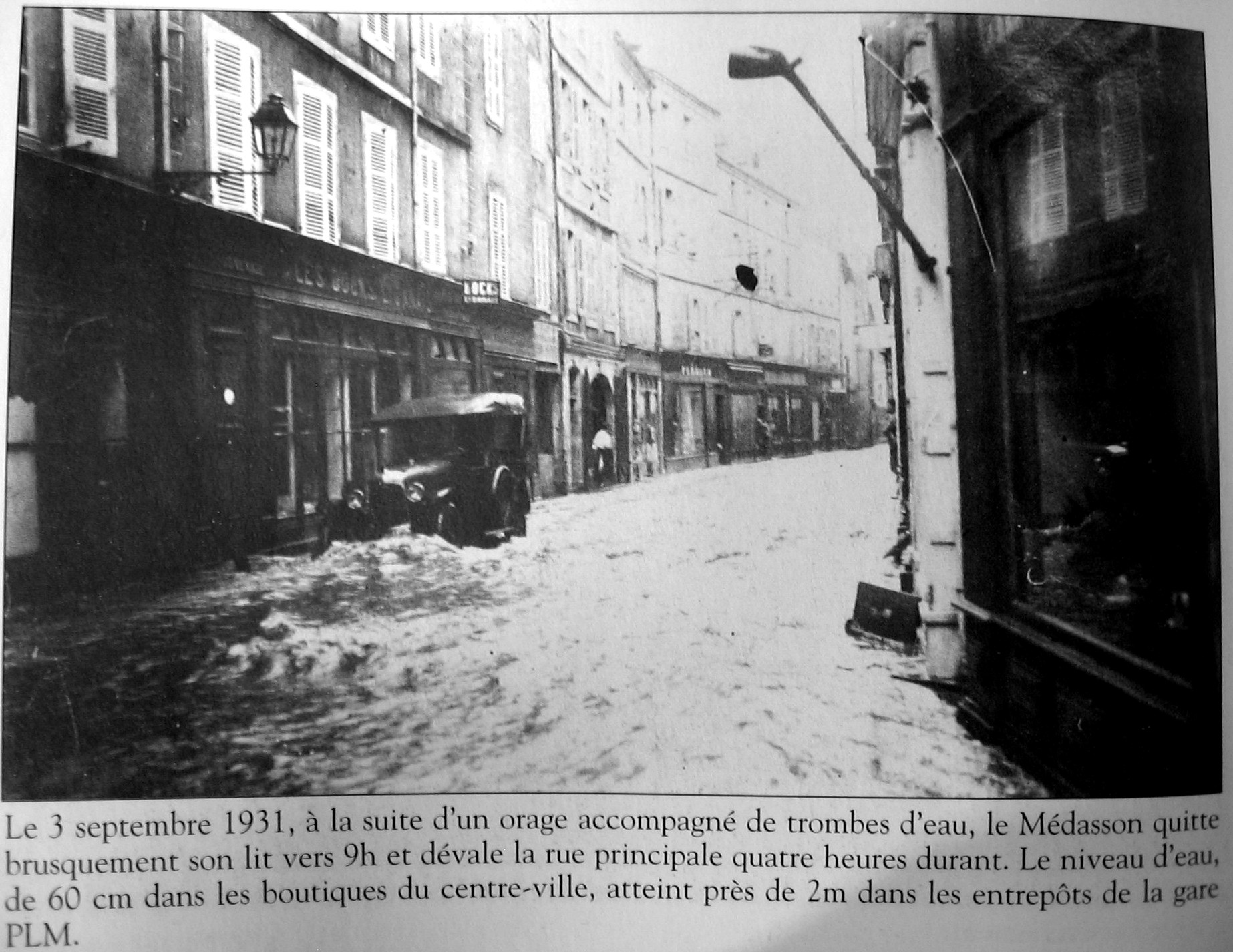 Photo de la crue de 1931 à Cluny