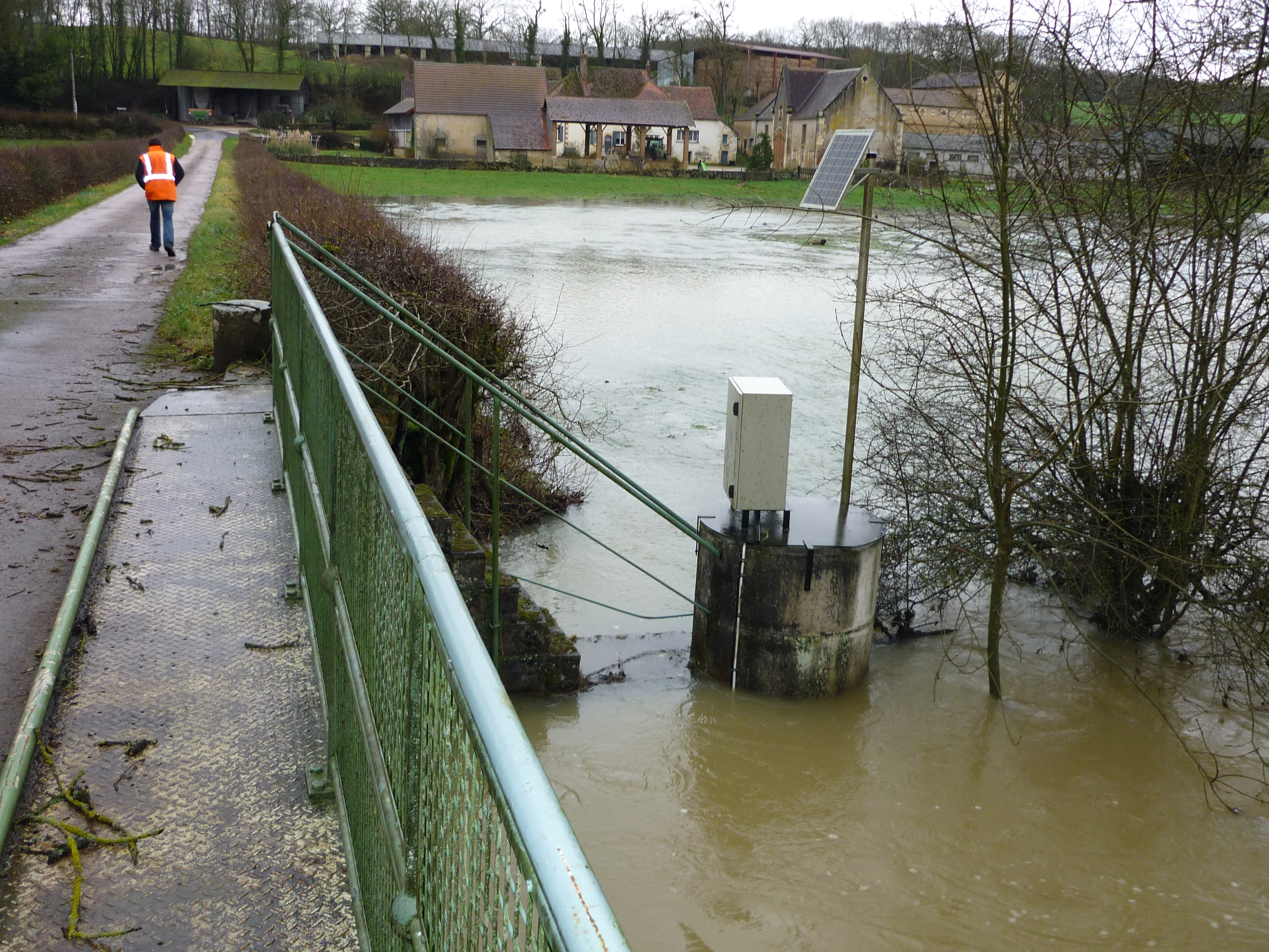 Crue du Beuvron, en janvier 2018, à Ouagne, hameau de Champmoreau, rue du ciseau, dans la Nièvre