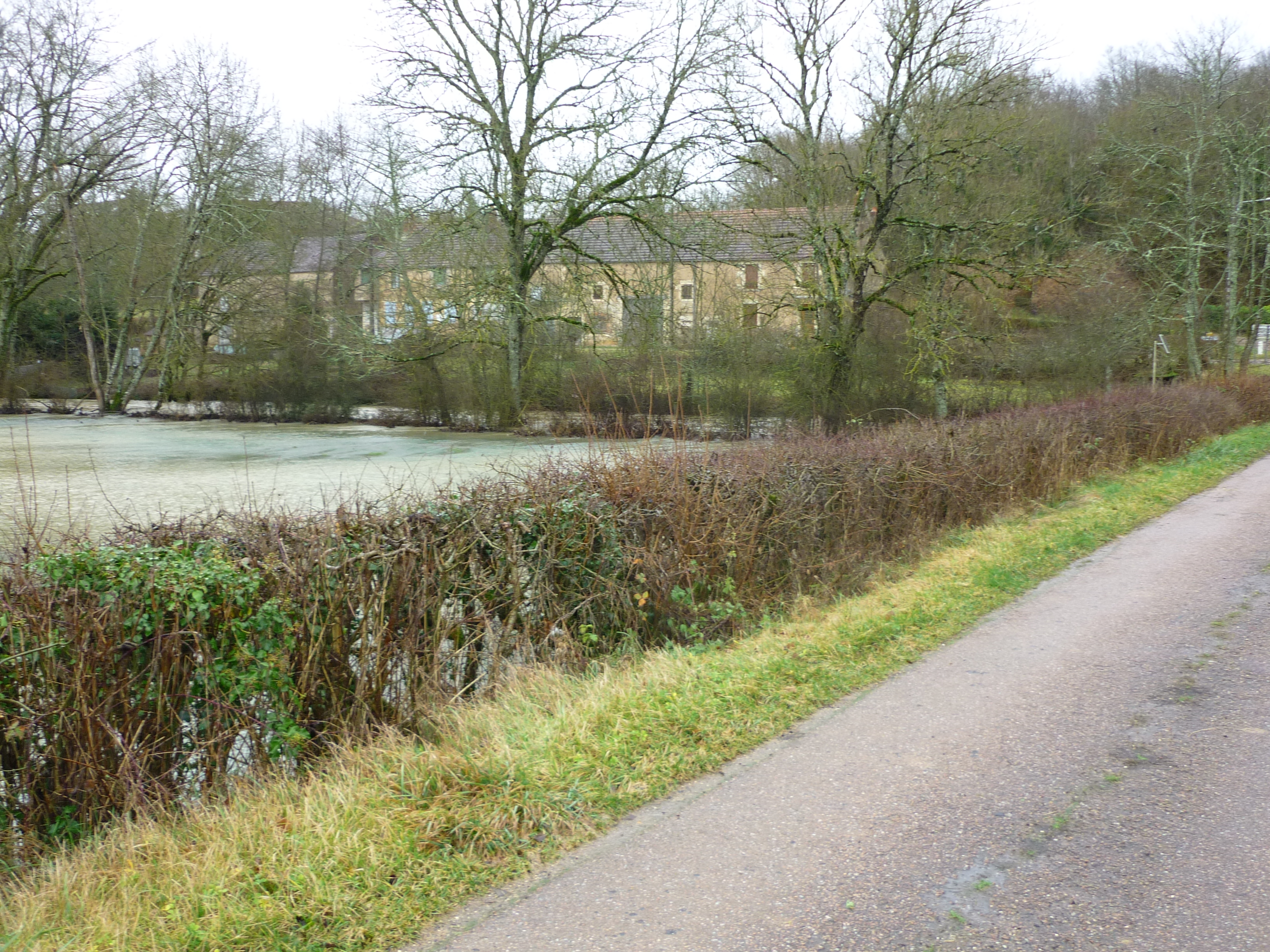 Crue du Beuvron, en janvier 2018, à Ouagne, hameau de Champmoreau, rue du ciseau, dans la Nièvre