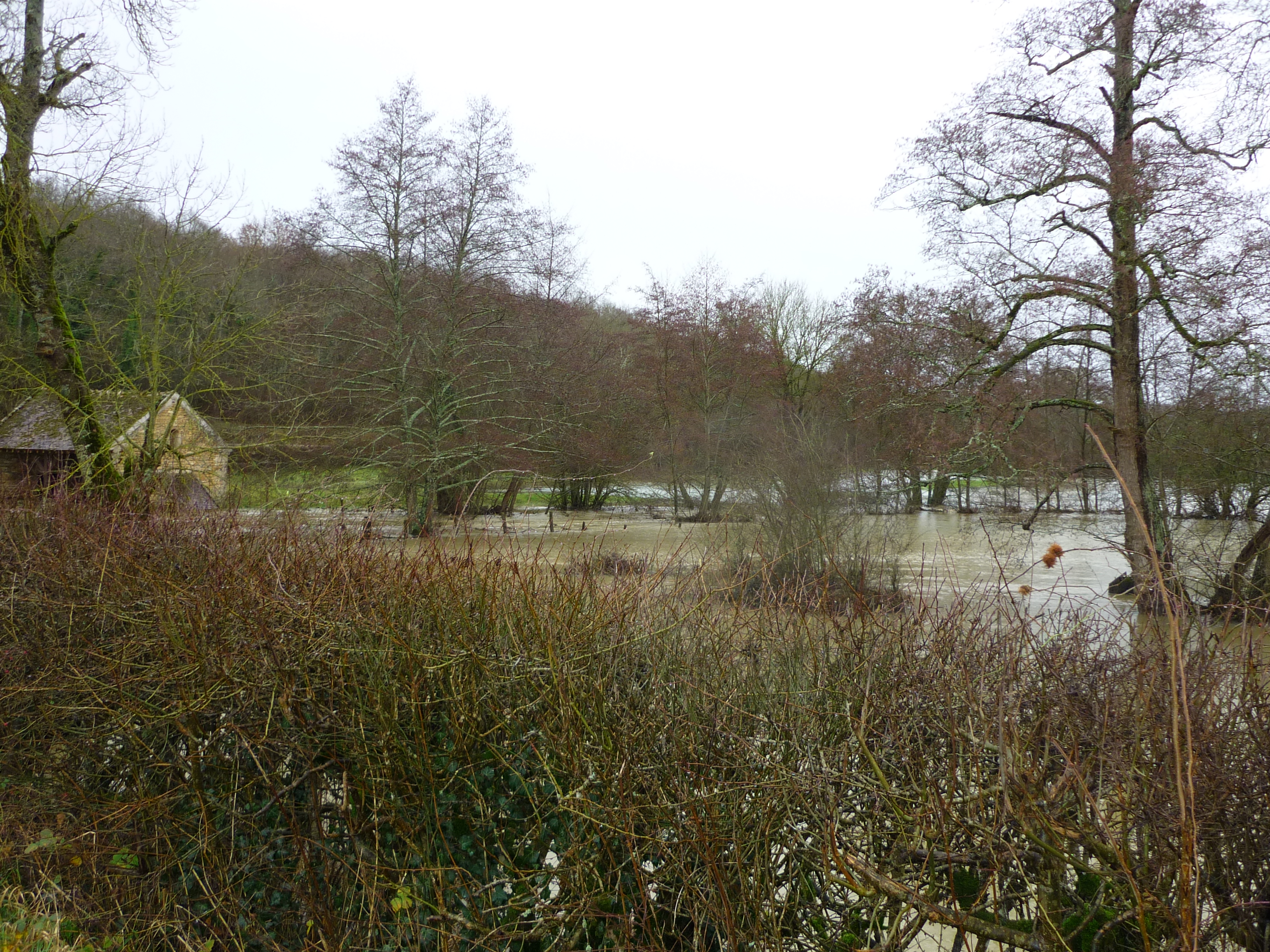 Crue du Beuvron, en janvier 2018, à Ouagne, hameau de Champmoreau, rue du ciseau, dans la Nièvre