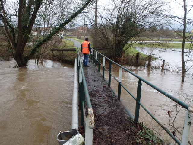 Crue de la Bourbince, en janvier 2018, à Blanzy en Saône-et-Loire