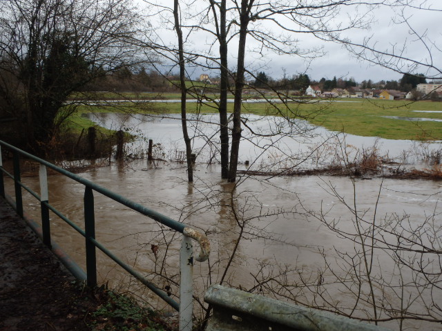 Crue de la Bourbince, en janvier 2018, à Blanzy en Saône-et-Loire