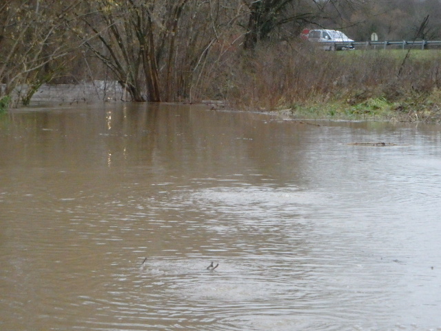 Crue de la Bourbince, en janvier 2018, à Blanzy en Saône-et-Loire