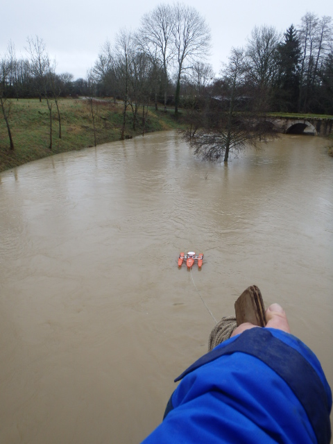 Crue de l'Aron, en janvier 2018, à Châtillon en Bazois, près écluse du canal, dans la Nièvre