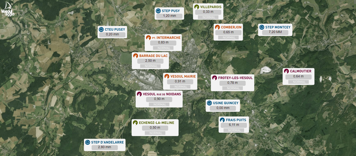 carte du réseau de stations du SDAL du Durgeon